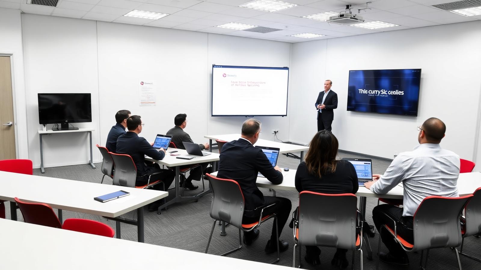 Security training classroom with students and an instructor in Houston, Texas