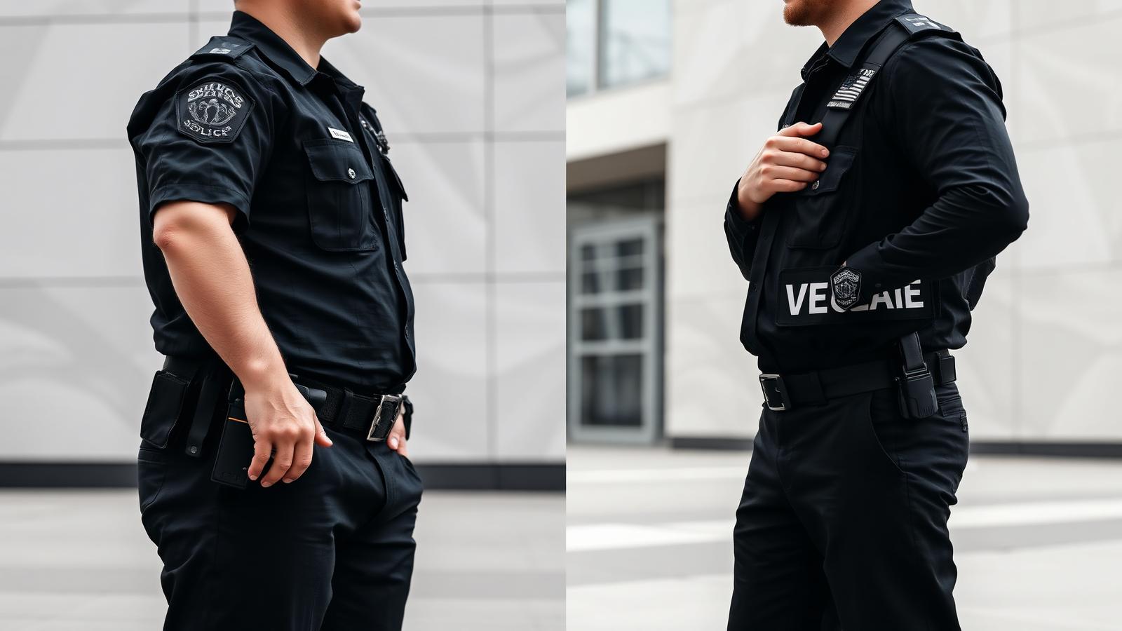 Off-duty police officer and private security officer side by side