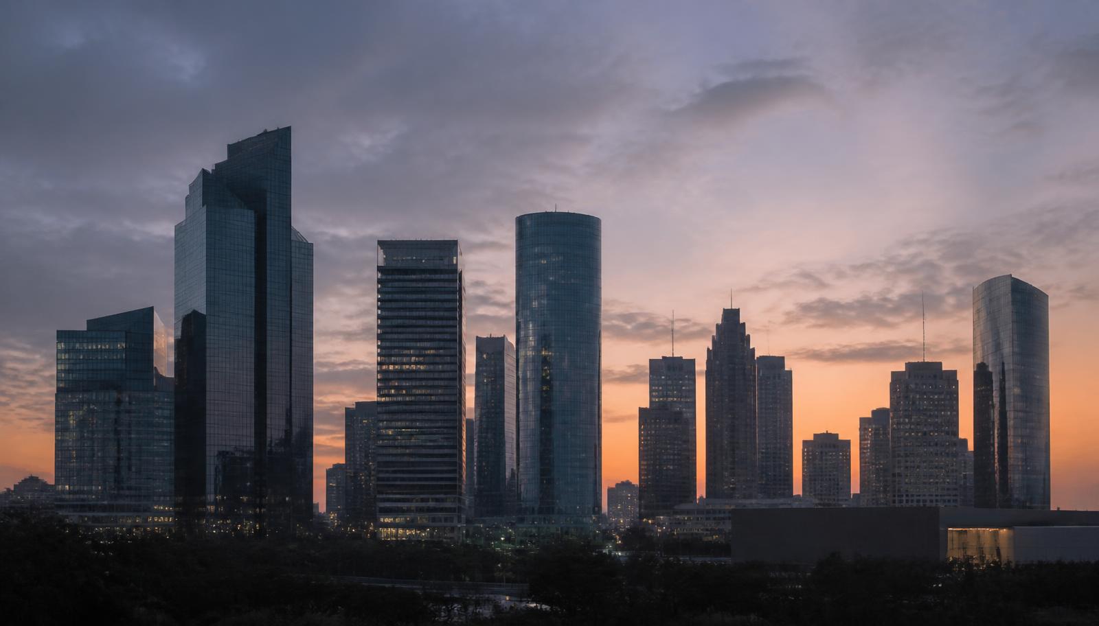 Houston, Texas skyline at dusk